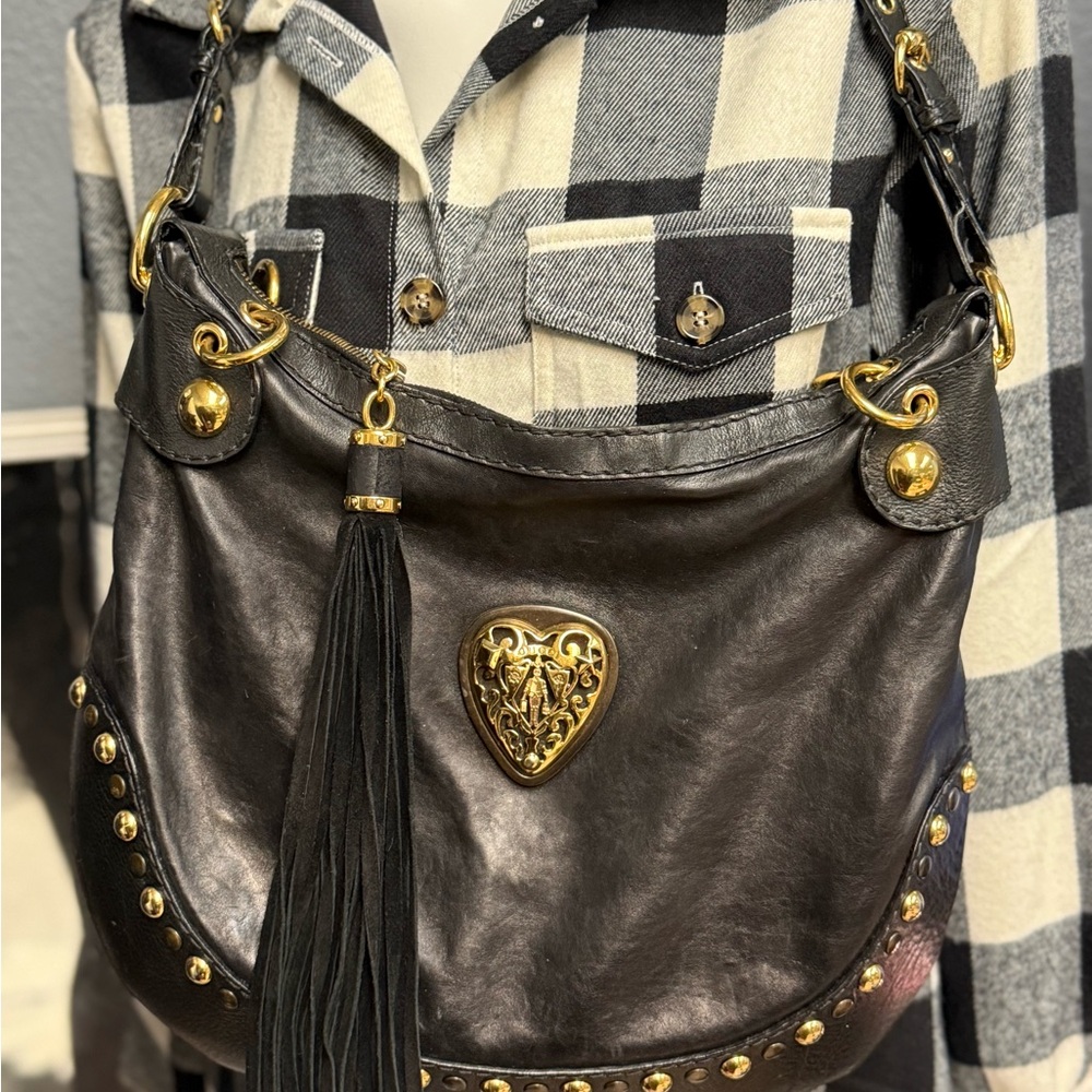 GUCCI GG Signature Babouska Heart Hobo - Black